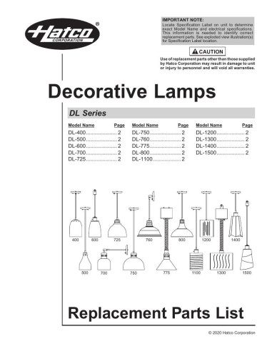 Pièces détachées HATCO DL-700 