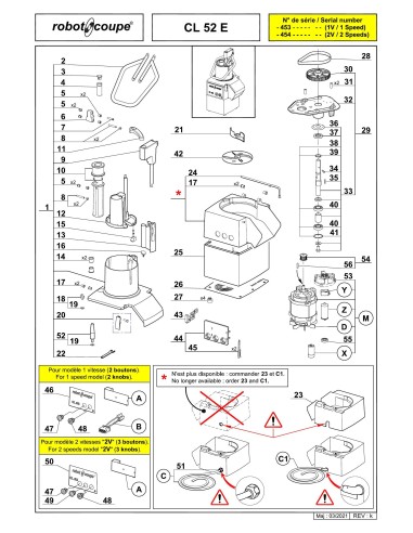 Pièces détachées pour Coupe-légumes CL52 E - Robot Coupe 