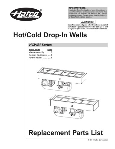 Pièces détachées HATCO HCWBI-2DA 