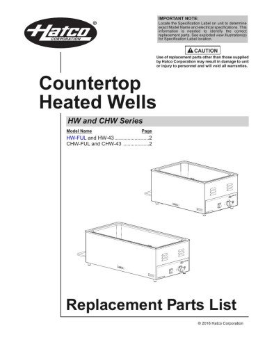 Pièces détachées HATCO HW-43 