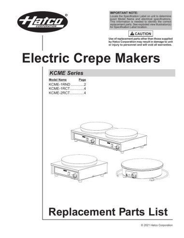 Pièces détachées HATCO KCME-1RCT 