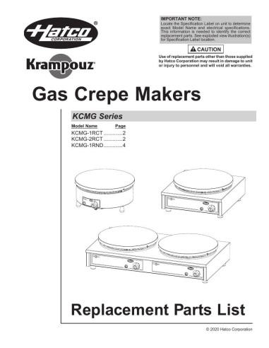 Pièces détachées HATCO KCMG-1RCT 