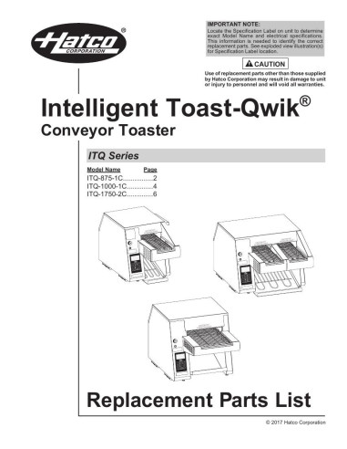 Pièces détachées HATCO ITQ-875-1C 