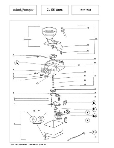 Pièces détachées pour Coupe-légumes CL 55 Auto - Robot Coupe 