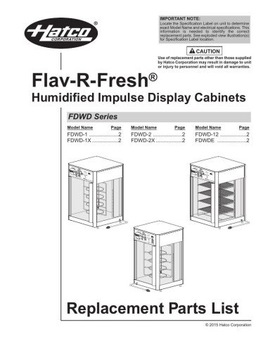 Pièces détachées HATCO FDWD-1 