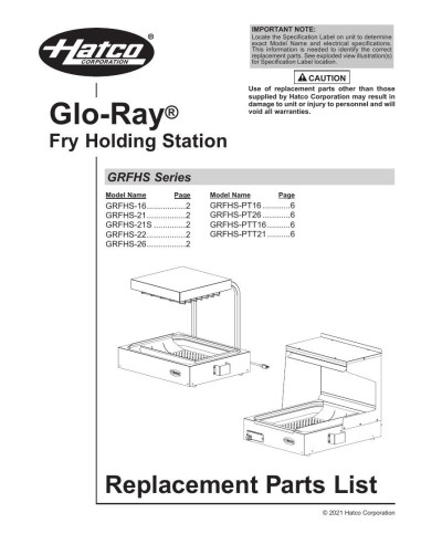 Pièces détachées HATCO GRFHS-16 