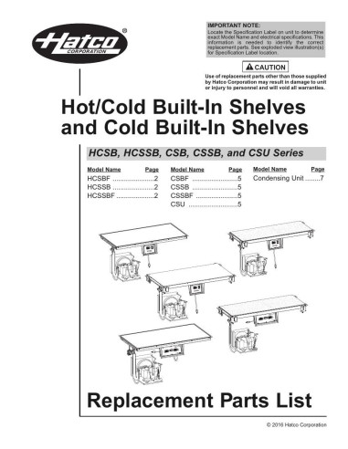 Pièces détachées HATCO HCSSB-3018 