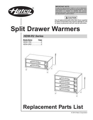 Pièces détachées HATCO HDW-1R2 