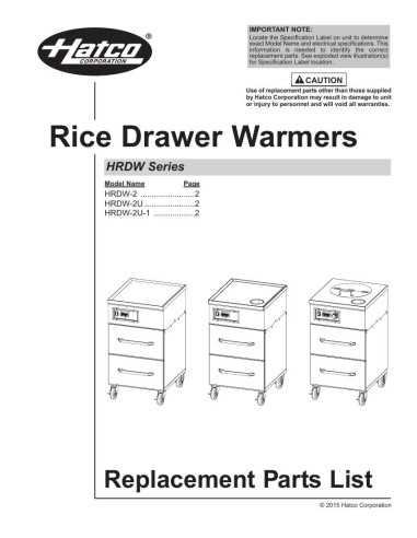 Pièces détachées HATCO HRDW-2 