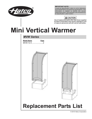 Pièces détachées HATCO MVW-12-4 