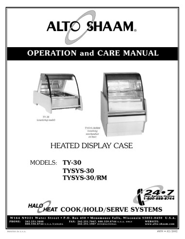 Pièces détachées ALTO-SHAAM TY-30 - ALTO-SHAAM TY-30 - Alto-Shaam