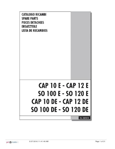 Pièces détachées HOONVED CAP10DE Annee 06-2014 