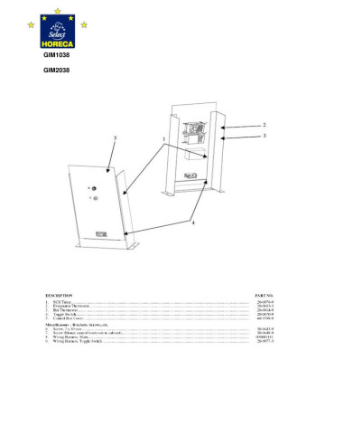 Pièces détachées HORECA SELECT GIM1038 