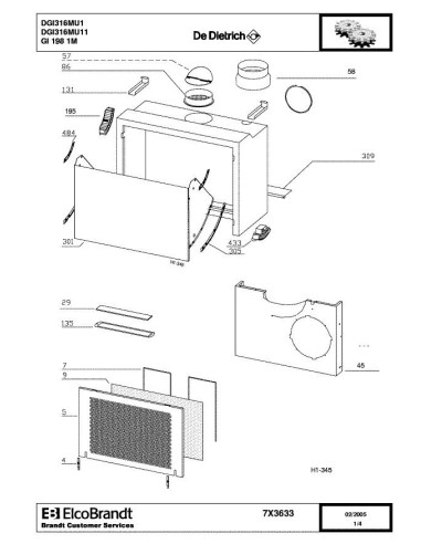 Pièces détachées DE DIETRICH DGI316MU1 7X3633 Annee 0 7X3633 
