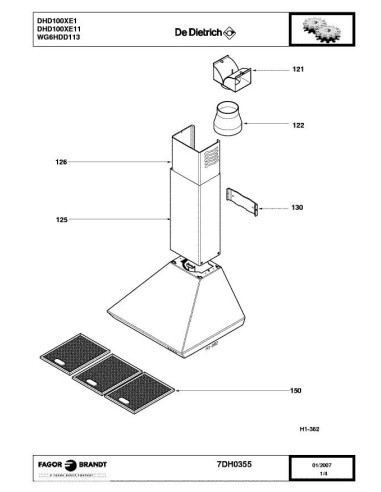 Pièces détachées DE DIETRICH DHD100XE1 7DH0355 Annee 0 7DH0355 