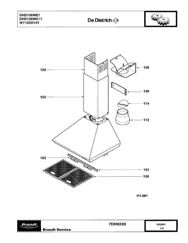 Pièces détachées DE DIETRICH DHD106WE1 DHD106WE11 DHD106WE12 