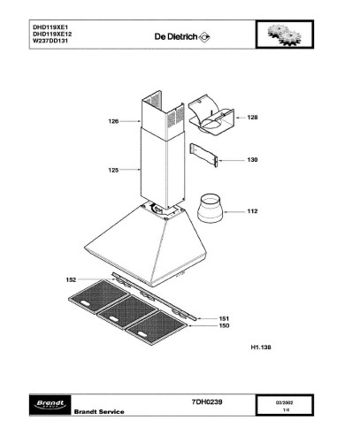 Pièces détachées DE DIETRICH DHD119XE1 DHD119XE12 