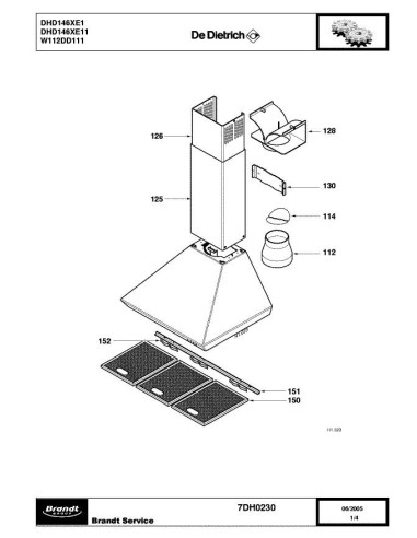 Pièces détachées DE DIETRICH DHD146XE1 7DH0230 Annee 0 7DH0230 