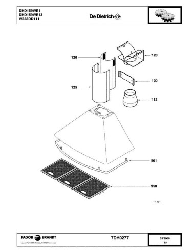 Pièces détachées DE DIETRICH DHD159WE1 7DH0277 Annee 0 7DH0277 