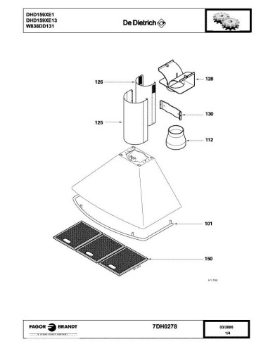 Pièces détachées DE DIETRICH DHD159XE1 7DH0278 Annee 0 7DH0278 