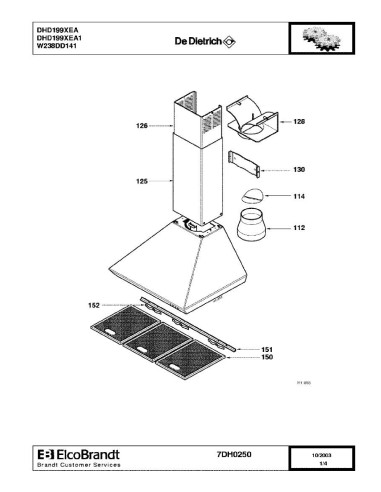 Pièces détachées DE DIETRICH DHD199XEA DHD199XEA1 