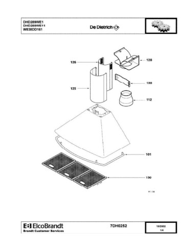 Pièces détachées DE DIETRICH DHD289WE1 DHD289WE11 