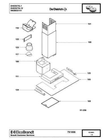 Pièces détachées DE DIETRICH DHD357XL1 7X1006 Annee 0 7X1006 