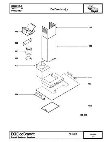Pièces détachées DE DIETRICH DHD357ZL1 7X1032 Annee 0 7X1032 