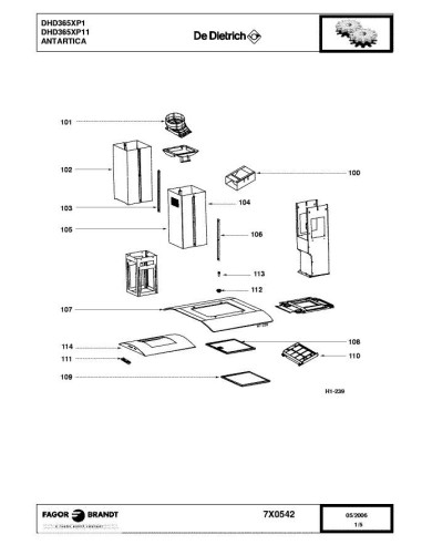 Pièces détachées DE DIETRICH DHD365XP1 DHD365XP11 7X0542 Annee 0 7X0542 