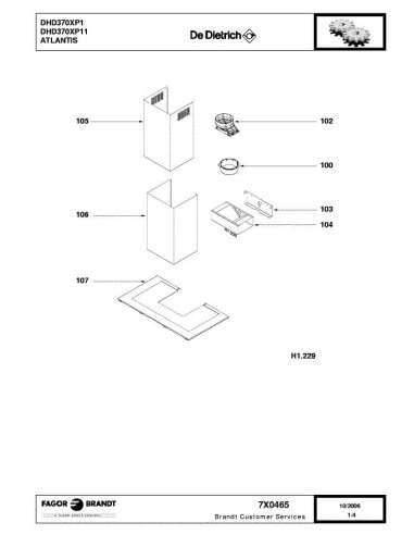 Pièces détachées DE DIETRICH DHD370XP1 7X0465 Annee 0 7X0465 