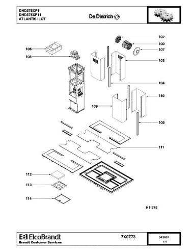 Pièces détachées DE DIETRICH DHD375XP1 7X0773 Annee 0 7X0773 