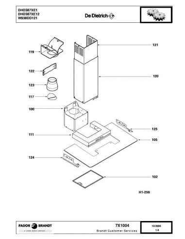 Pièces détachées DE DIETRICH DHD387XE1 7DH0316 7X1004 7X9977 Annee 0 7X1004 