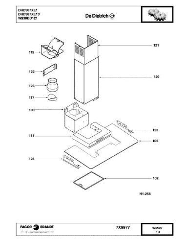 Pièces détachées DE DIETRICH DHD387XE1 7DH0316 7X1004 7X9977 Annee 0 7X9977 