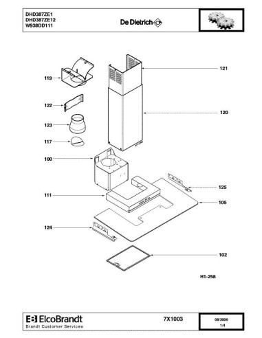 Pièces détachées DE DIETRICH DHD387ZE1 7X1003 7X9975 Annee 0 7X1003 
