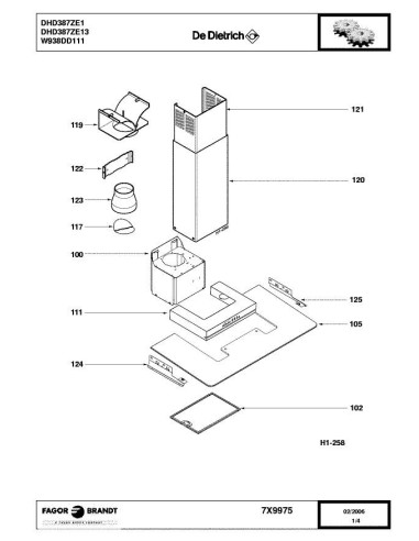Pièces détachées DE DIETRICH DHD387ZE1 7X1003 7X9975 Annee 0 7X9975 