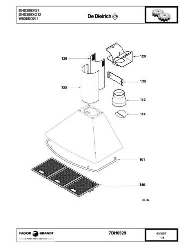 Pièces détachées DE DIETRICH DHD389XG1 7DH0329 Annee 0 7DH0329 