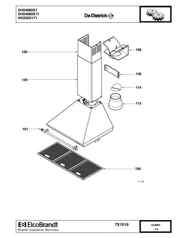 Pièces détachées DE DIETRICH DHD409DE1 7X1519 8X0047 Annee 0 7X1519 