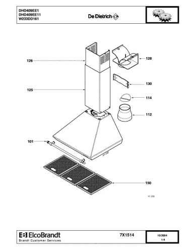 Pièces détachées DE DIETRICH DHD409EE1 7X1514 8X0046 Annee 0 7X1514 
