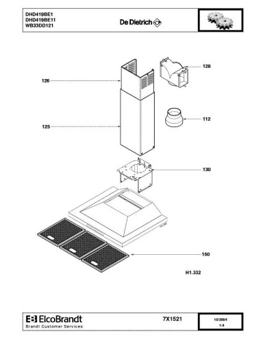 Pièces détachées DE DIETRICH DHD419BE1 7X1521 Annee 0 7X1521 