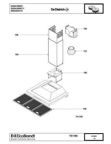 Pièces détachées DE DIETRICH DHD419WE1 7X1496 Annee 0 7X1496 