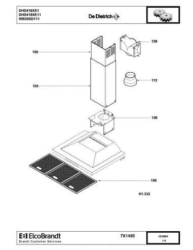 Pièces détachées DE DIETRICH DHD419XE1 7X1495 Annee 0 7X1495 