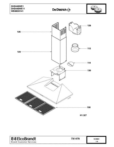 Pièces détachées DE DIETRICH DHD449WE1 7X1479 Annee 0 7X1479 