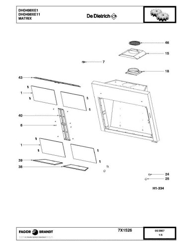 Pièces détachées DE DIETRICH DHD498XE1 DHD498XE11 7X1526 Annee 0 7X1526 