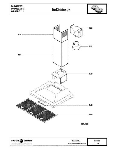 Pièces détachées DE DIETRICH DHD499XE1 7X1504 8X0240 Annee 0 8X0240 