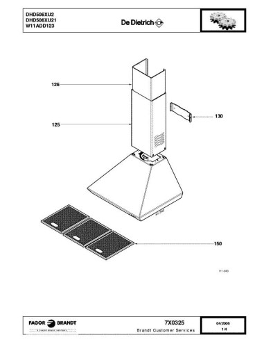 Pièces détachées DE DIETRICH DHD506XU2 7X0325 Annee 0 7X0325 