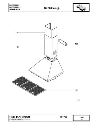Pièces détachées DE DIETRICH DHD509XU1 7X1756 Annee 0 7X1756 