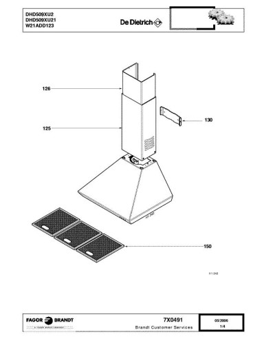 Pièces détachées DE DIETRICH DHD509XU2 7X0491 Annee 0 7X0491 