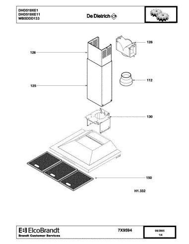 Pièces détachées DE DIETRICH DHD519XE1 7X9594 Annee 0 7X9594 
