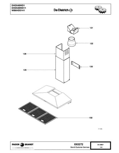 Pièces détachées DE DIETRICH DHD549WD1 8X0272 Annee 0 8X0272 