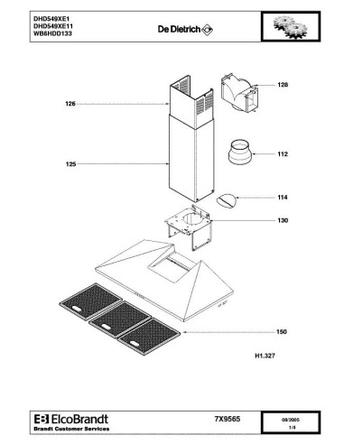 Pièces détachées DE DIETRICH DHD549XE1 DHD549XE11 7X9565 Annee 0 7X9565 